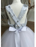 Silver Fish Scale Sequin Cross Back Flower Girl Dress